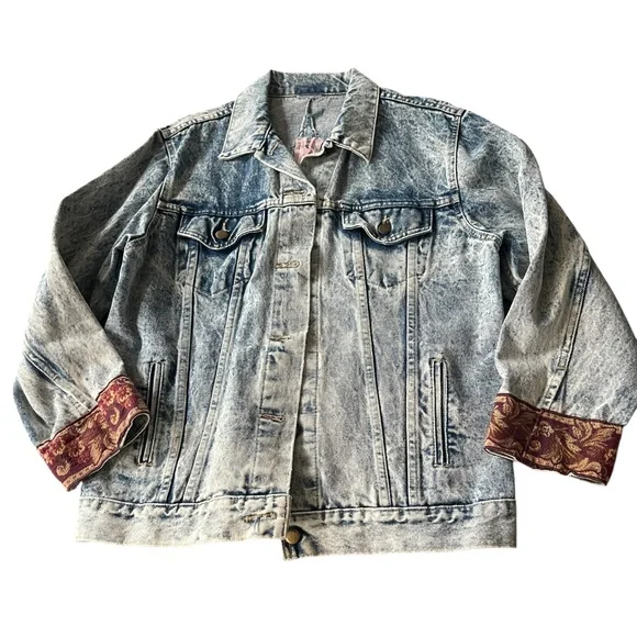 Vintage 80s custom Jean jacket from the Goldbergs TV show size large pink zipper - Picture 1 of 7